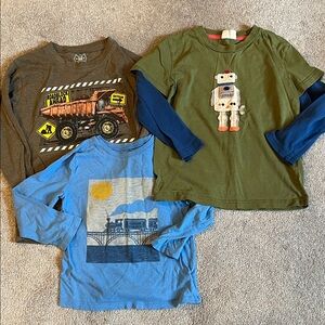 Long Sleeve Tees Lot- Robot, Train, and Truck Designs